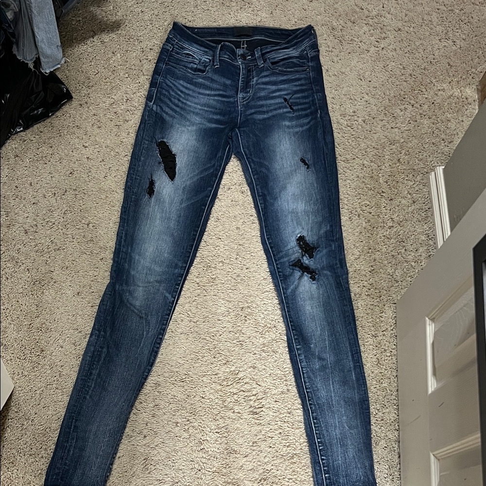 Buckle Black Dark Blue Distressed Skinny Jeans